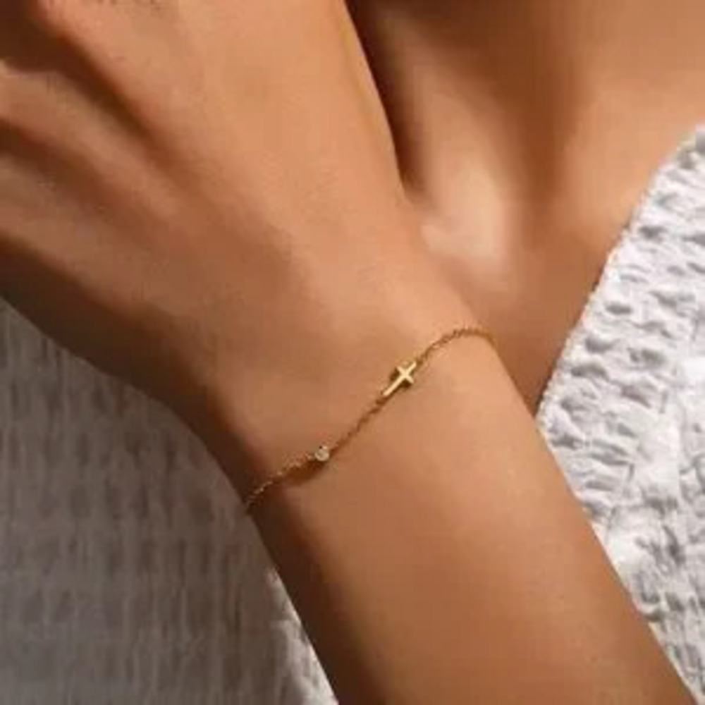 Sterling silver Gold delicate Cross Bracelet